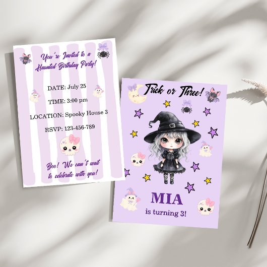 Invitation d'anniversaire Halloween Fille Trick or