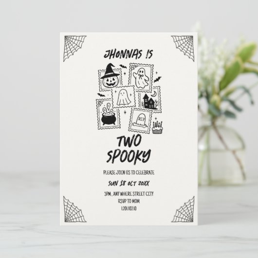 Invitation d'anniversaire Halloween mignonne et ef (Debout devant)