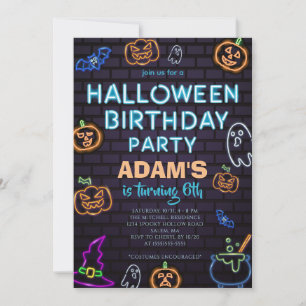 Invitation d'anniversaire Halloween néon
