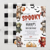 Invitation d'anniversaire Halloween Oursons Mignon (Devant / Derrière)