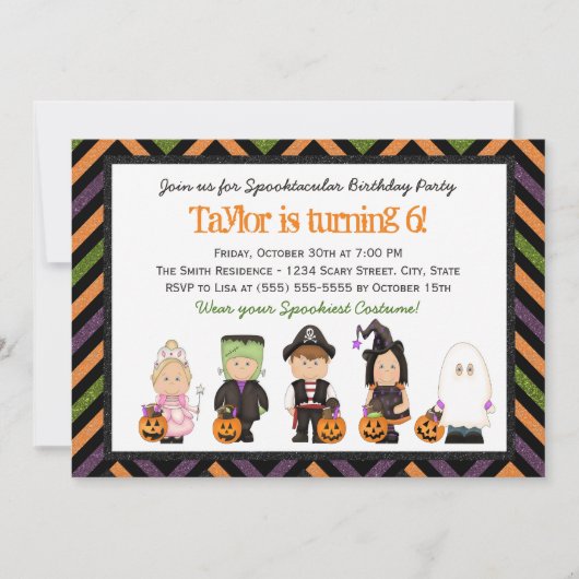 Invitation d'anniversaire Halloween pour costume d (Devant)