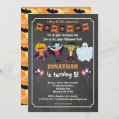 Invitation d'anniversaire Halloween pour enfant ta (Devant / Derrière)