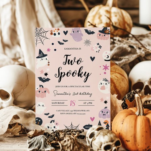 Invitation d'anniversaire Halloween rose effrayant