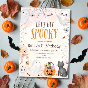 Invitation d'anniversaire Halloween rose fantôme c