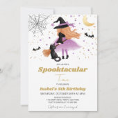 Invitation d'anniversaire Halloween Sorcière Viole (Devant)