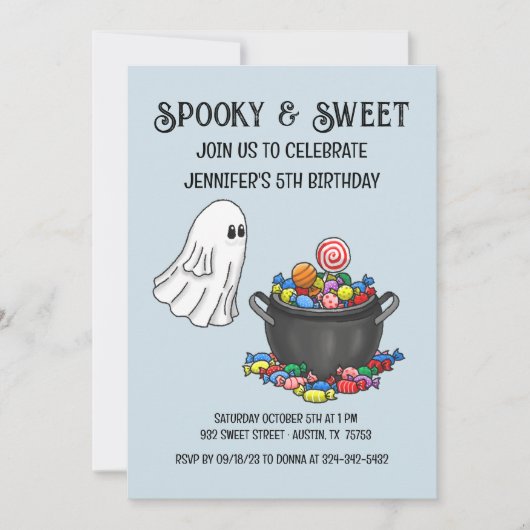 Invitation d'anniversaire Halloween Spooky & Sweet (Devant)