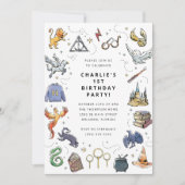 Invitation d'anniversaire Harry Potter aquarelle 1 (Devant)