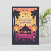 Invitation d'anniversaire hawaïenne Tiki colorée (Debout devant)