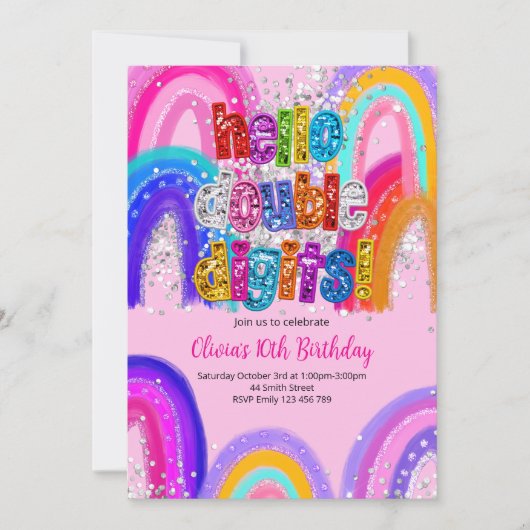 Invitation d'anniversaire Hello Double Digits 10 a (Devant)
