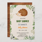 Invitation d'anniversaire hérisson de la forêt ver (Devant / Derrière)