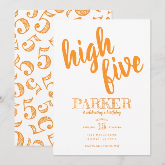Invitation d'anniversaire High Five cinquième (Devant / Derrière)