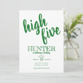 Invitation d'anniversaire High Five Cinquième Vert (Debout devant)