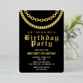 Invitation d'anniversaire Hip Hop avec feuille d'o (Debout devant)