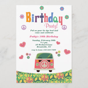 Invitation d'anniversaire Hippie