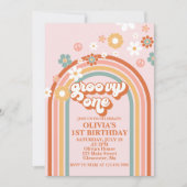Invitation d'anniversaire Hippie Rainbow Groovy On (Devant)