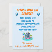 Invitation d'anniversaire Hippo Pool Party HipHip (Dos)