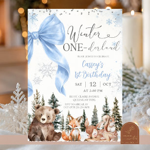 Invitation d'anniversaire hivernal d'animal de la
