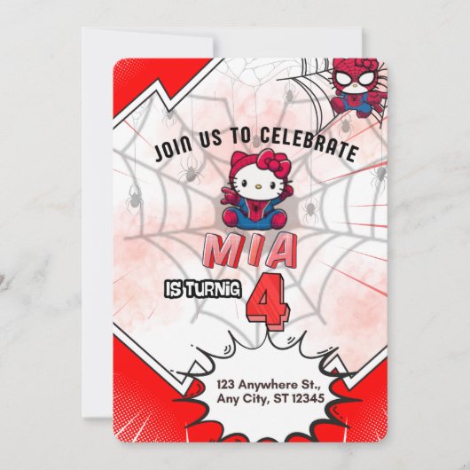 Invitation d'anniversaire HK SpiderMan (Devant)