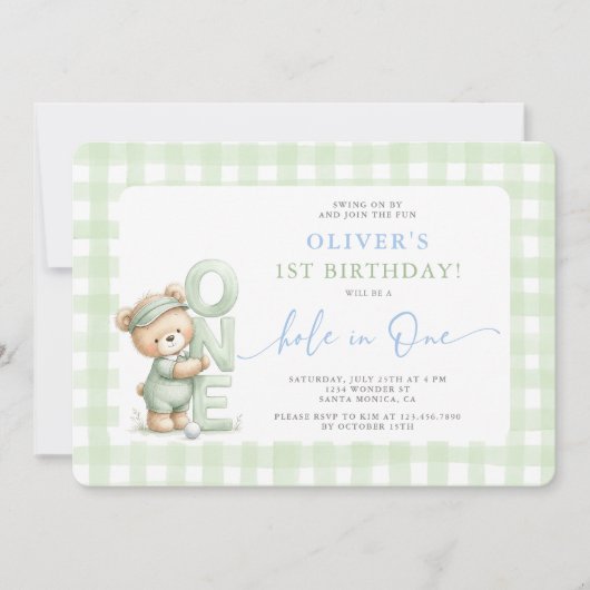 Invitation d'anniversaire Hole In One (Devant)