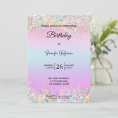 Invitation d'anniversaire holographique moderne (Debout devant)