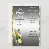 Invitation d'anniversaire homme argent (Devant)
