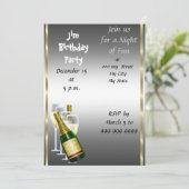 Invitation d'anniversaire homme argent (Debout devant)