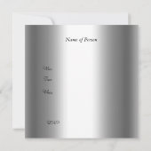 Invitation d'anniversaire homme argent (Dos)