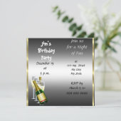 Invitation d'anniversaire homme argent (Debout devant)