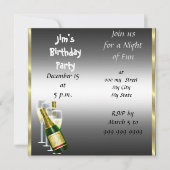 Invitation d'anniversaire homme argent (Devant)