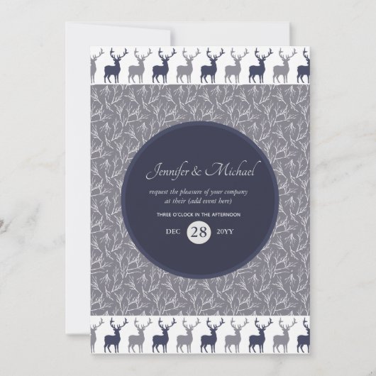 Invitation d'anniversaire homme STAG bleu marine É (Devant)