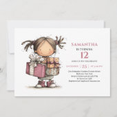Invitation d'anniversaire imprimable pour une fill (Devant)