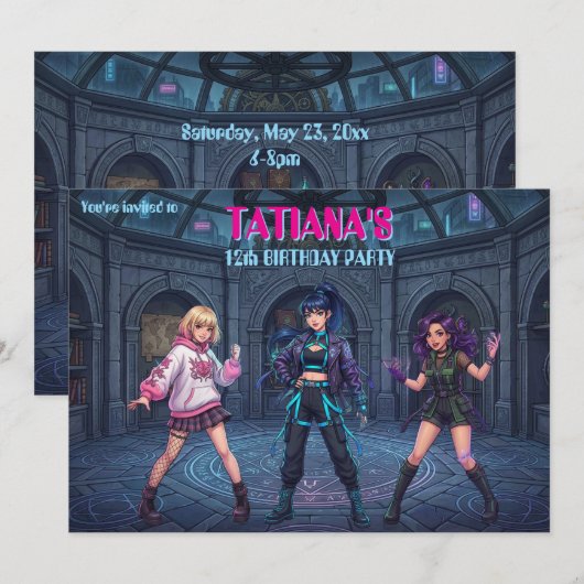 Invitation d'anniversaire inspirée de la K-Pop cor (Devant / Derrière)