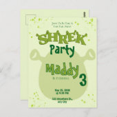 Invitation d'anniversaire inspirée de Shrek | Très (Devant / Derrière)