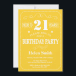 Invitation d'anniversaire Jaune et Blanc<br><div class="desc">21e Invitation Anniversaire Typographie jaune et blanche. Arrière - plan jaune et blanc. Anniversaire adulte. Hommes ou femmes, anniversaire. Enfants Garçon ou fille Ado Anniversaire adolescente Invitation . 13e 15e 16e 18e 20e 21e 30e 40e 50e 60e 70e 80e 90e 100e. N'Importe Quel Âge. Pour plus de personnalisation, cliquez sur...</div>