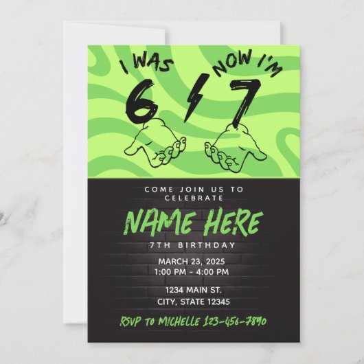 Invitation d'anniversaire J'avais 6 ans maintenant (Devant)