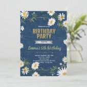 Invitation d'anniversaire Jean denim daisy (Debout devant)