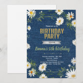 Invitation d'anniversaire Jean denim daisy (Devant / Derrière)