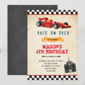 Invitation d'anniversaire jouet voiture de course (Devant / Derrière)