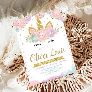 Invitation d'anniversaire jour magique licorne arc