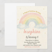 Invitation d'anniversaire joyeuse à arc-en-ciel (Devant / Derrière)