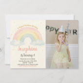 Invitation d'anniversaire joyeuse à arc-en-ciel (Devant)
