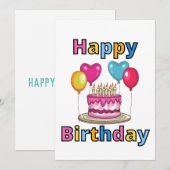 Invitation d'anniversaire joyeux (Devant / Derrière)