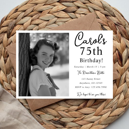 Invitation d'anniversaire jubilaire Noir et Blanc