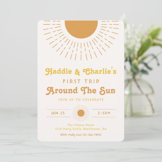 Invitation d'anniversaire jumeaux | Invitation co- (Debout devant)