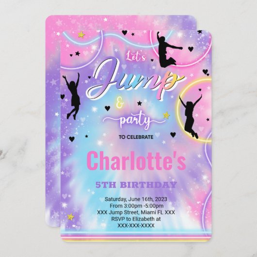 Invitation d'anniversaire Jump (Devant / Derrière)