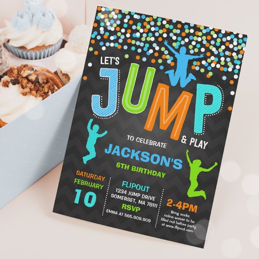 Invitation d'anniversaire Jump Jump Fête Trampolin