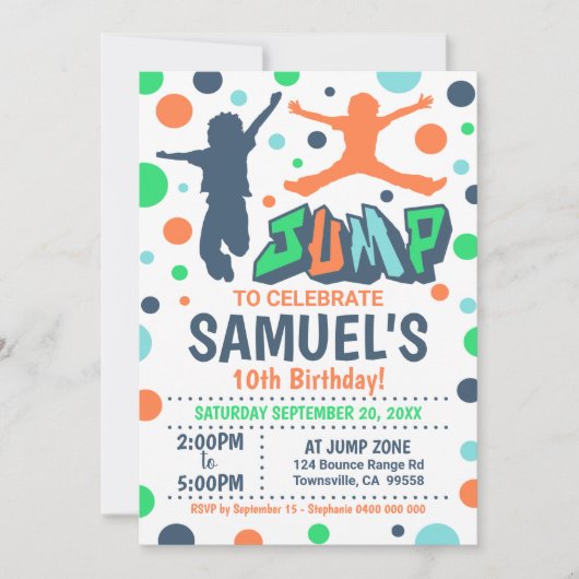 Invitation d'anniversaire Jump Trampoline (Devant)