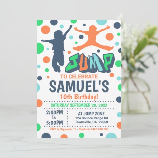 Invitation d'anniversaire Jump Trampoline (Debout devant)
