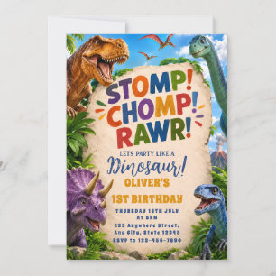 Invitation d'anniversaire Jungle Dino pour garçons