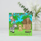 Invitation d'anniversaire Jungle Fun (Debout devant)